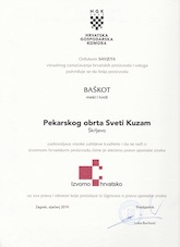 Potvrda Izvorno hrvatsko za naš baškot